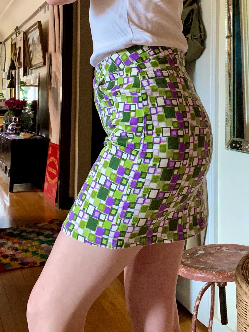 💜 Y2K Retro Green & Purple Mini Skirt